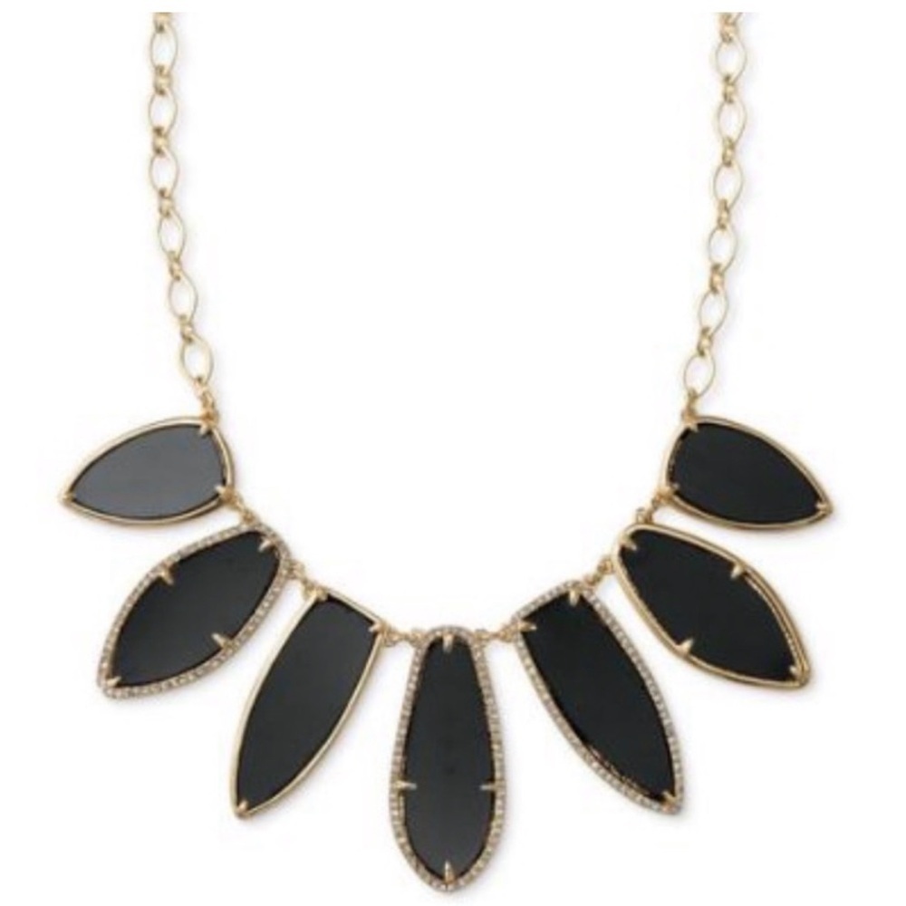 Stella & Dot Black and Gold Petal Necklace